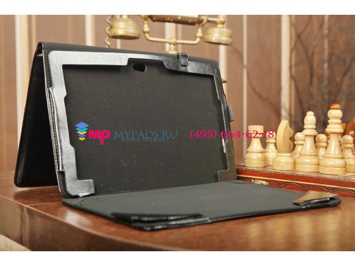 Фирменный чехол для Asus VivoTab TF810C/TF810CL черный с секцией под клавиатуру кожаный..