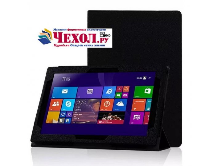 Фирменный чехол-футляр-книжка для Lenovo MIIX 3 10.1 / Miix3 1030 черный кожаный..