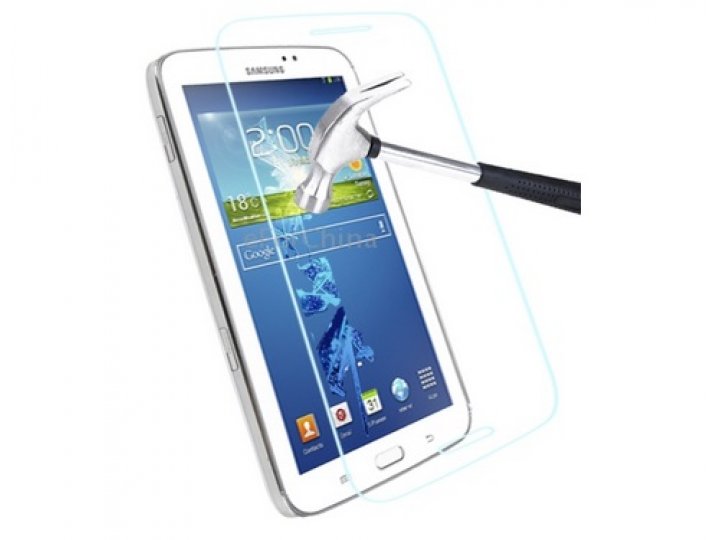 Фирменное защитное закалённое противоударное стекло для планшета Samsung Galaxy tab 3 8.0 из качественного япо..